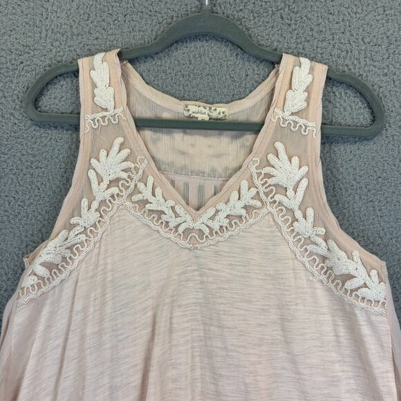Boho Embroidered Tunic Medium Lagenlook Cottagecore Coquette Gauzy Flowy Tank - Picture 2 of 9